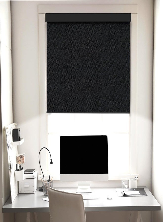 Blindify Blackout Roller Shades, Free-Stop Cordless Roller Blinds for Windows, Thermal Insulated Fabric Window Shades UV Protection for Home, Office, Bedroom, Door, Black, 34" W x 72" H - Image 2